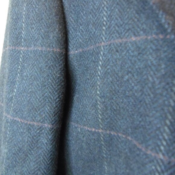 Vintage Jos A Banks Clothiers 100% Wool Dk Blue Plaid Sports Coat Union Label - Picture 9 of 11